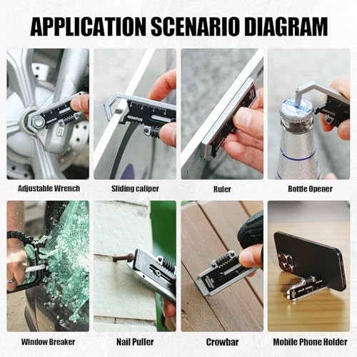 Small Multitool Wrench 9 in 1 Pocket Adjustable Wrench for Screw with Mini Pry