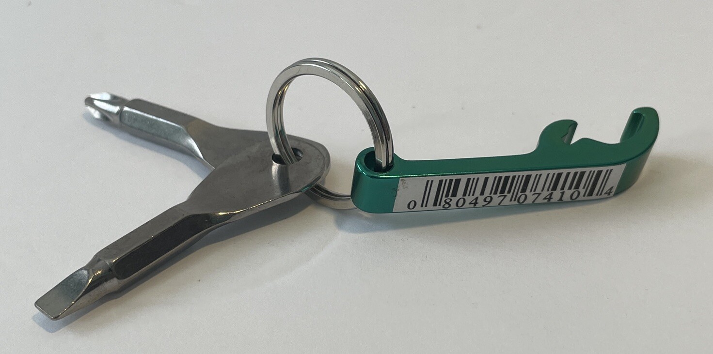 Bottle Opener Screwdriver Keychain Phillips Head Slotted Green Camping Fishing