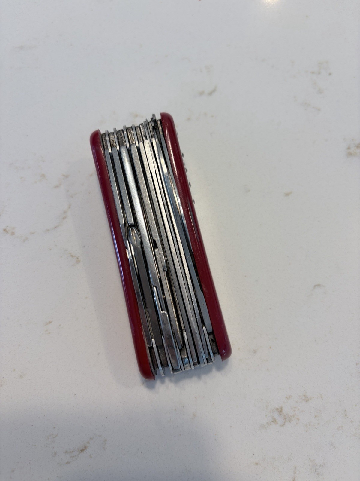 Red Vintage Swiss-Style Multi-Tool Pocket Knife, Scissors, Corkscrew, Nail File