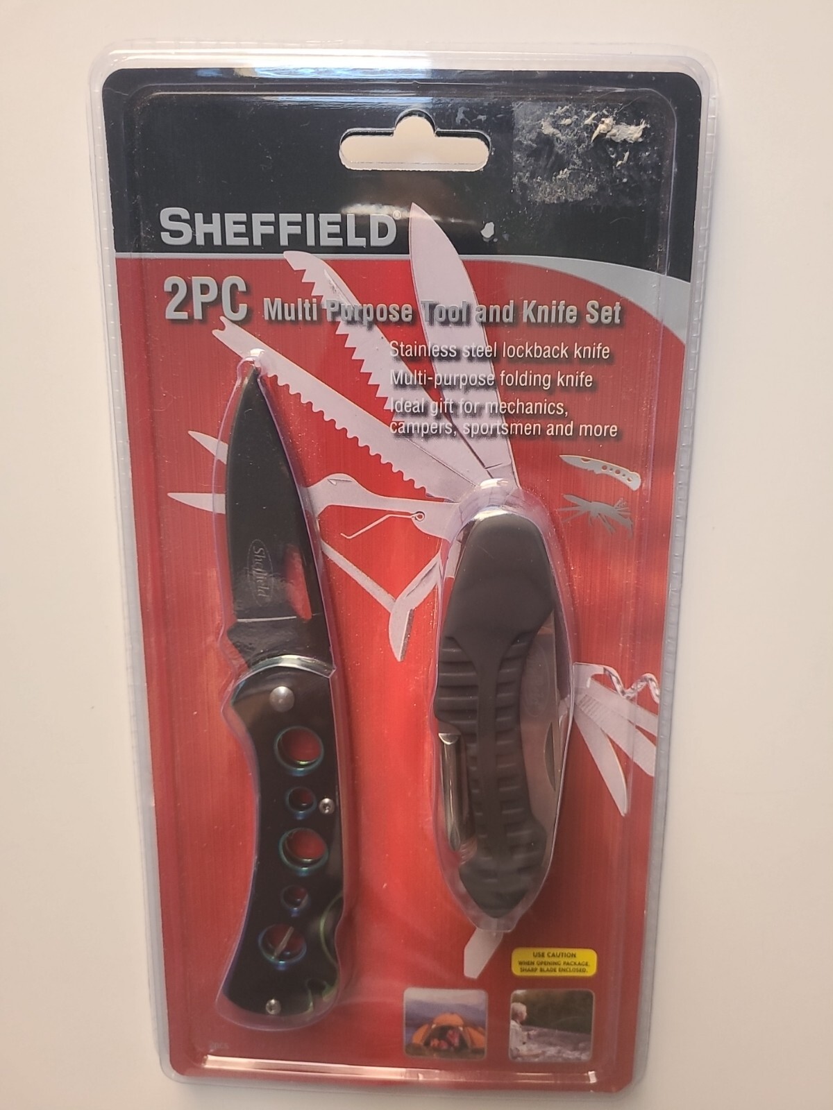 Shefield 2pc Multi Purpose Tool & Knife Set Great For Fishing, Camping Etc