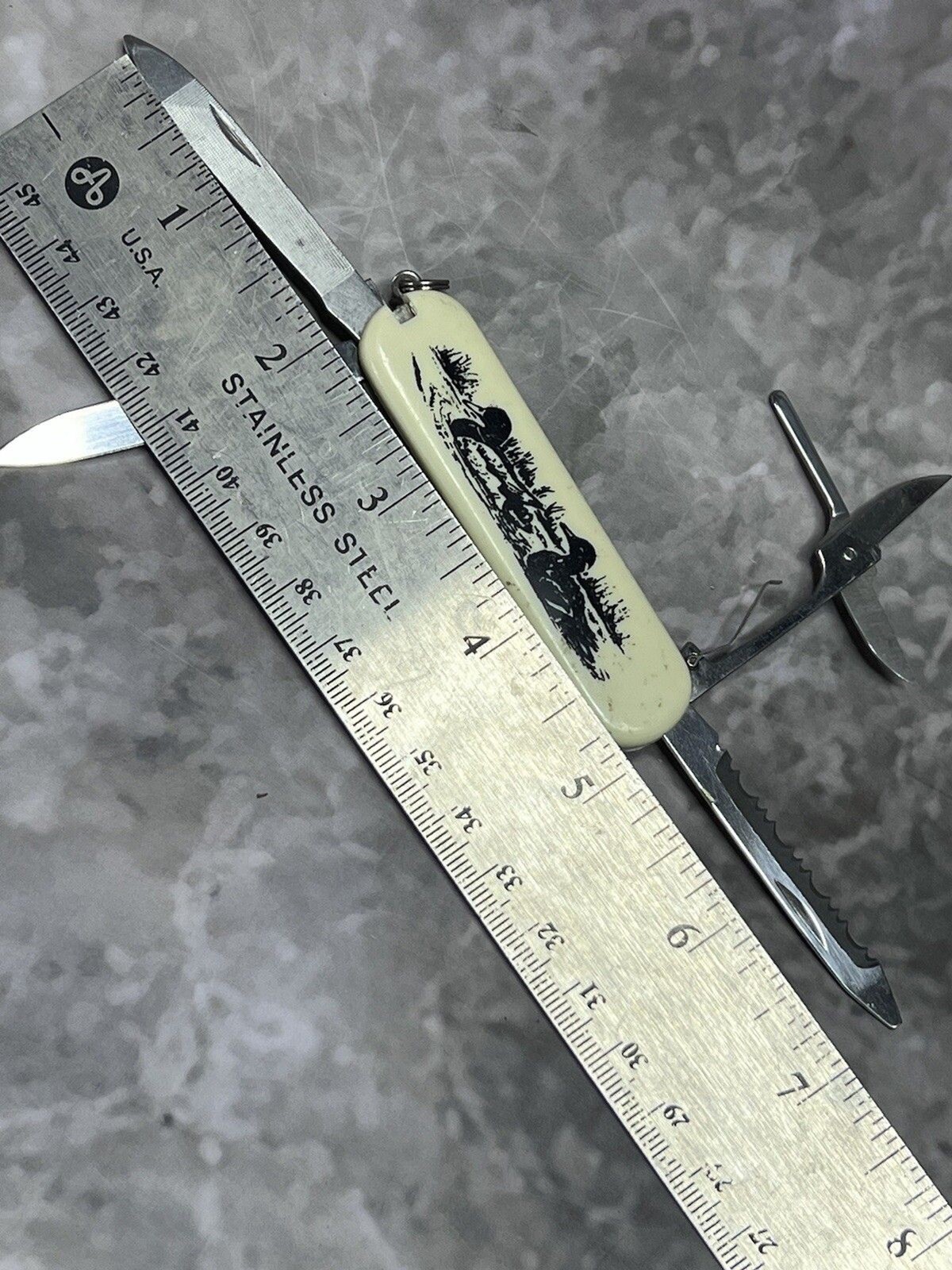Vintage Duck Hunting Multi Tool Pocket Tactical Camping Folding Army Knife #1695