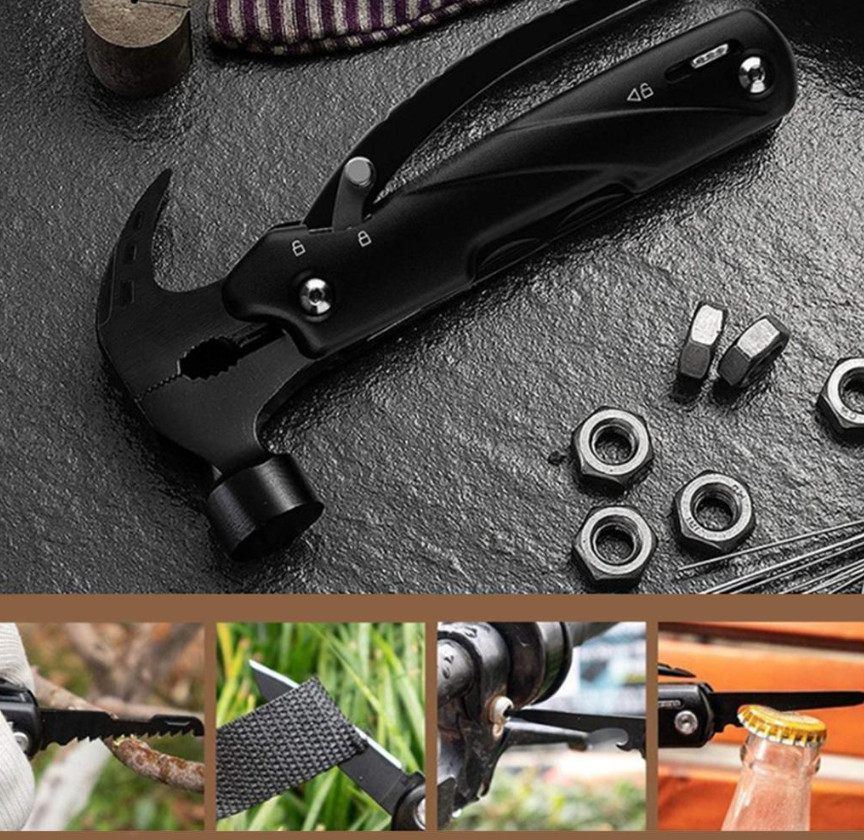 Hammer Multitool 12 in 1 with Claw Stainless Steel Outdoor Tool Gift