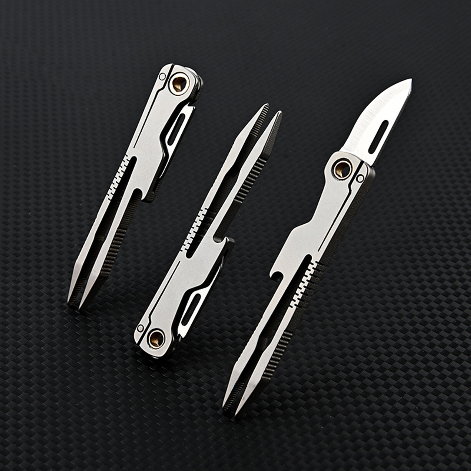EDC Titanium Alloy Multi Tools Tweezers Opener Pocket Outdoor Folding Knife