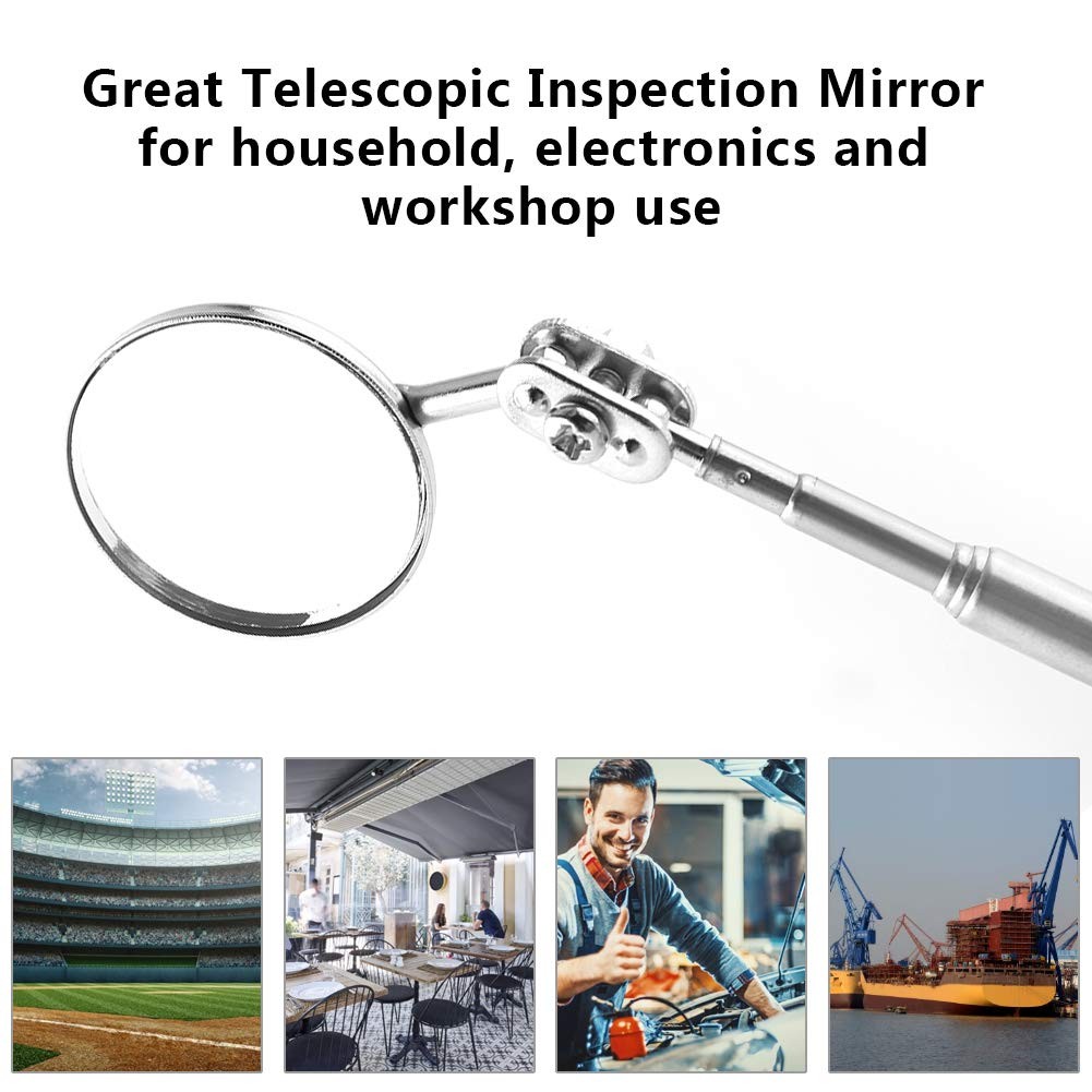Car Inspection Mirror, Car Retractable Round Telescopic Mirror Telescopic Inspection…