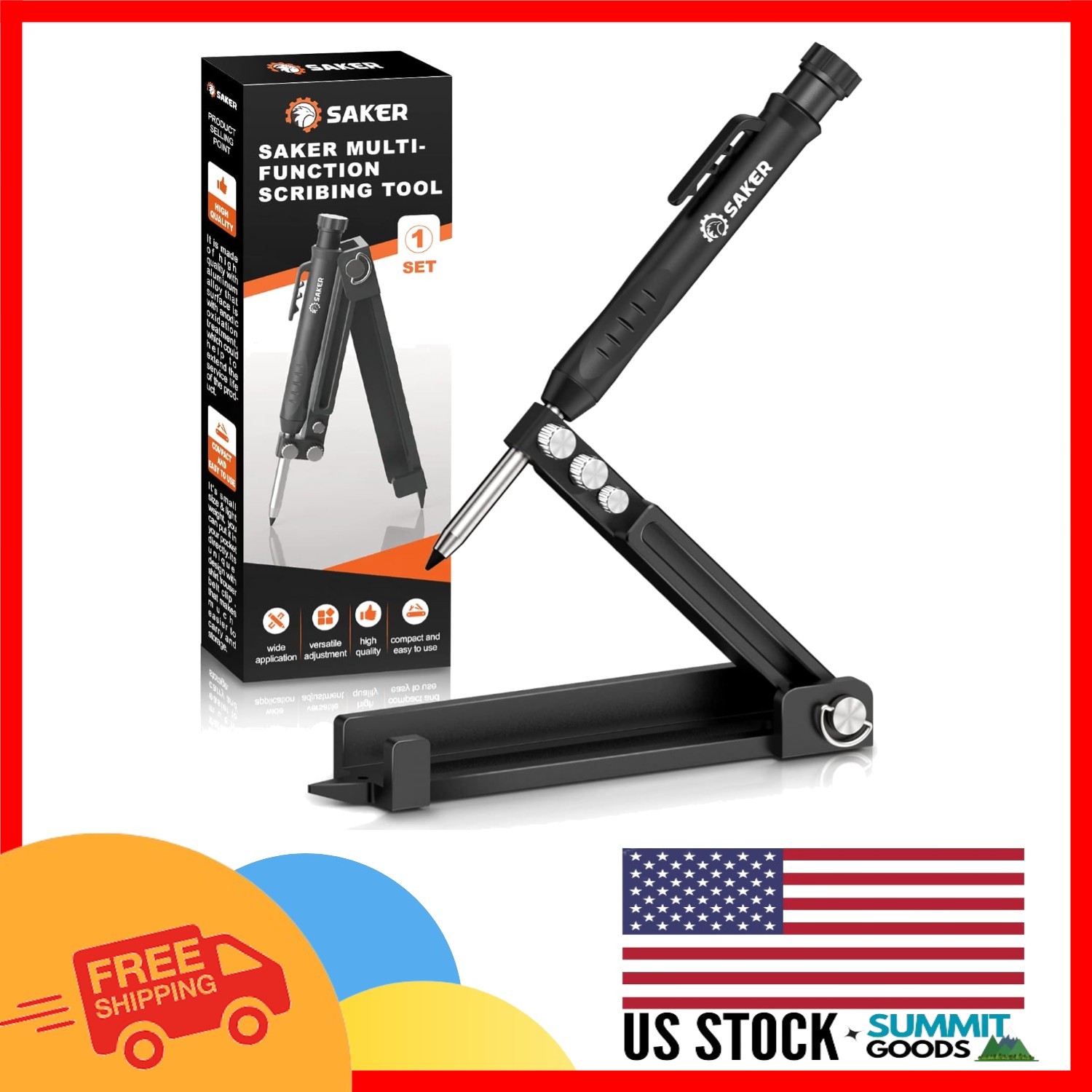 Durable Aluminum Alloy Scriber Tool – 5.5in Adjustable Black Construction Pencil