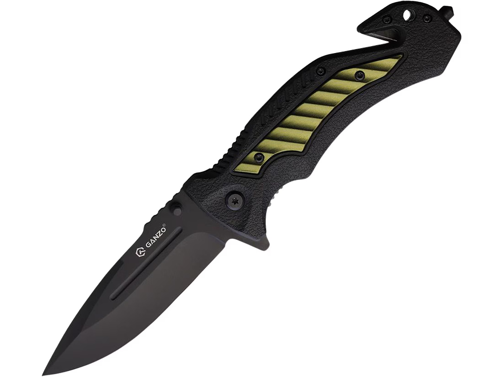 Ganzo Knives Linerlock Pocket Knife 3.5″ Drop Point 440 Black Blade