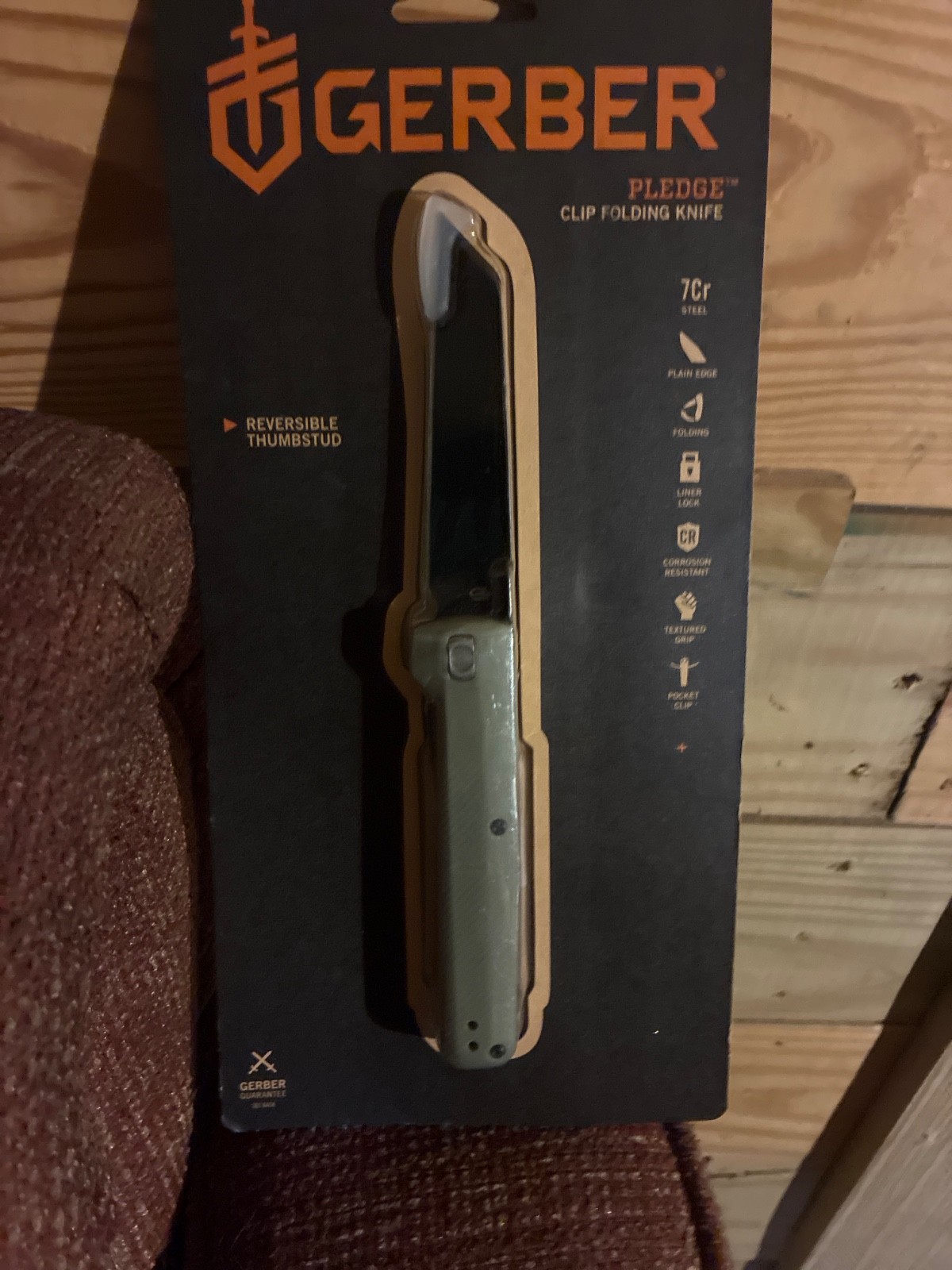 GERBER PLEDGE CLIP FOLDING KNIFE – GREEN HANDLE & BLACK OXIDE COATED BLADE