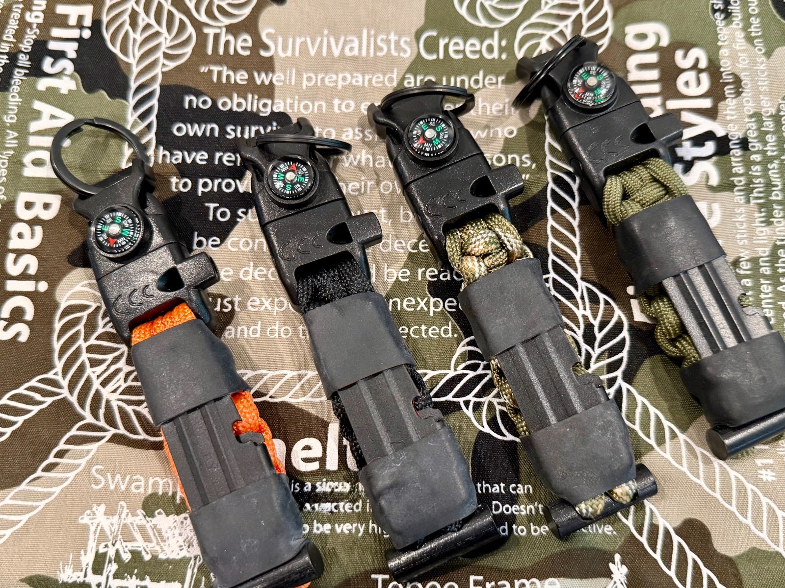 Paracord Survival Keychain — USA Made | Fire, Signal, Navigate & More