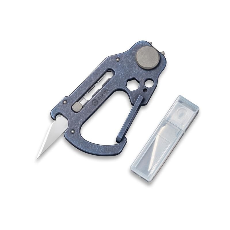 Civivi Polymorph Carabiner Keychain Titanium Multi Tool Blue Utility Blades