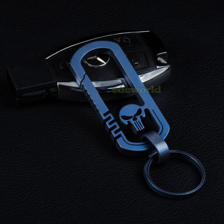 Outdoor EDC CNC Titanium TC4 Skull Key Carabiner w/ Key Ring Fast Hanging Tool