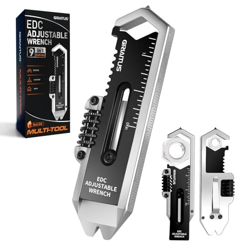 Small Multitool Wrench 9 in 1 Pocket Adjustable Wrench for Screw with Mini Pry
