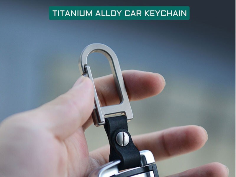 Titanium Alloy + Leather Keychain Carabiner Portable Card Key Hang Buckle EDC