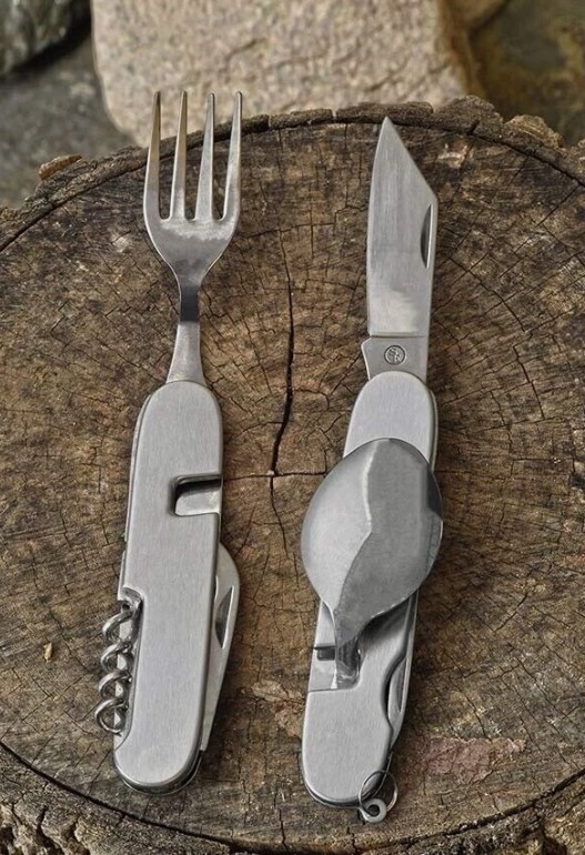 7-In-1 Stainless Steel Multi Function Camping Tool Utensils Knife Spoon Opener