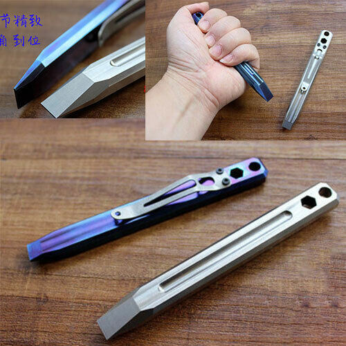 EDC TC4 Titanium Crowbar Pry Bar Screwdriver With Clip Keychain Pendant Tool