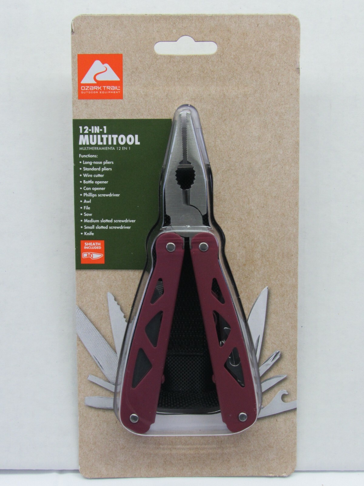 Ozark Trail Maroon Handle 12-in-1 Multi-Tool Sheath Included New Sealed