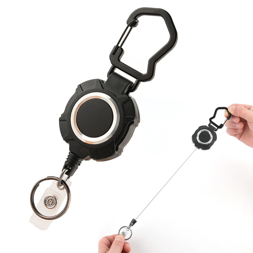 Practical Retractable Keychain with Long Steel Cord and Easy Retraction