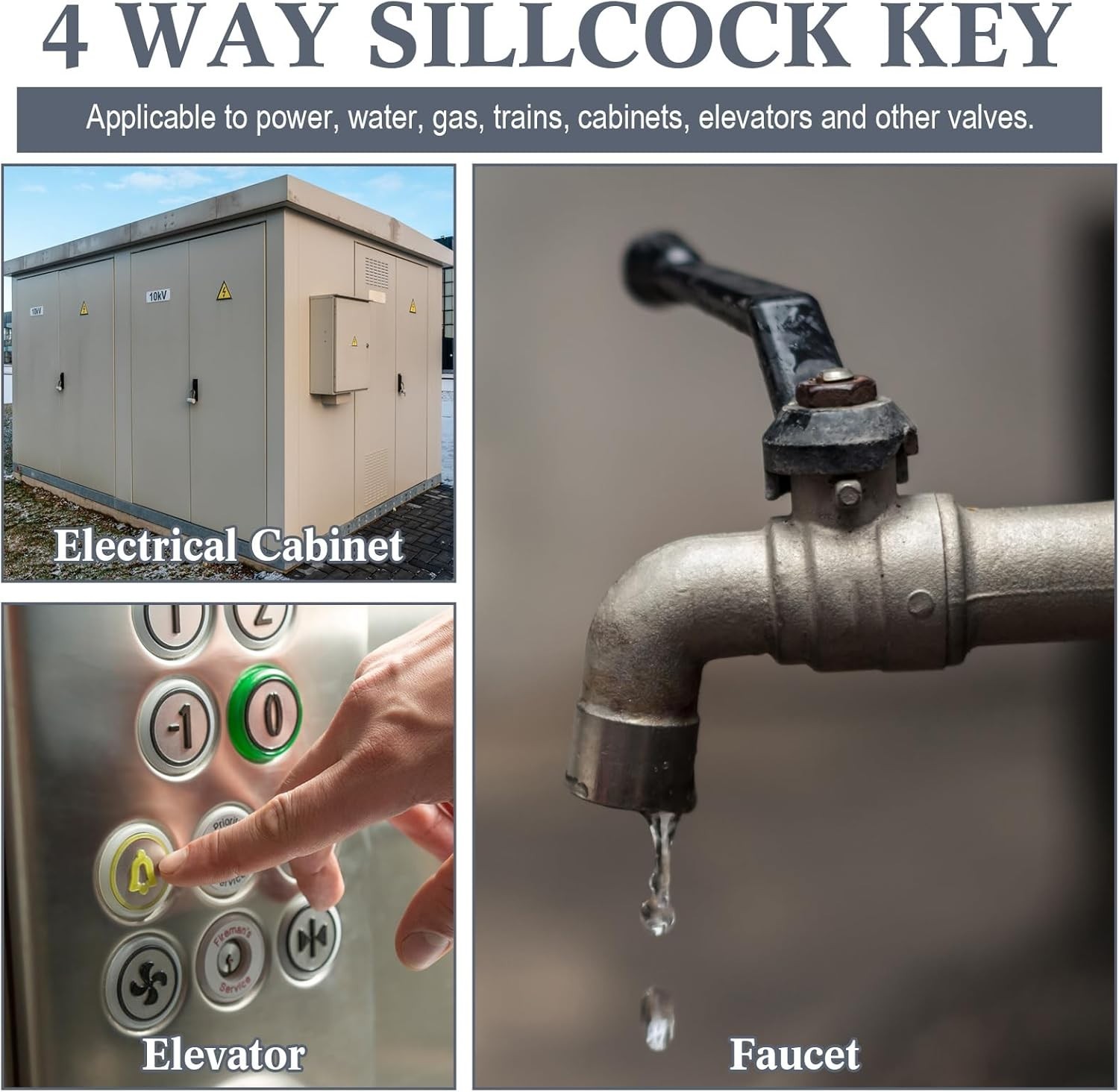 2 Pcs 4-Way Sillcock Water Key Set – Durable Steel Wrench for Efficient Plumbing