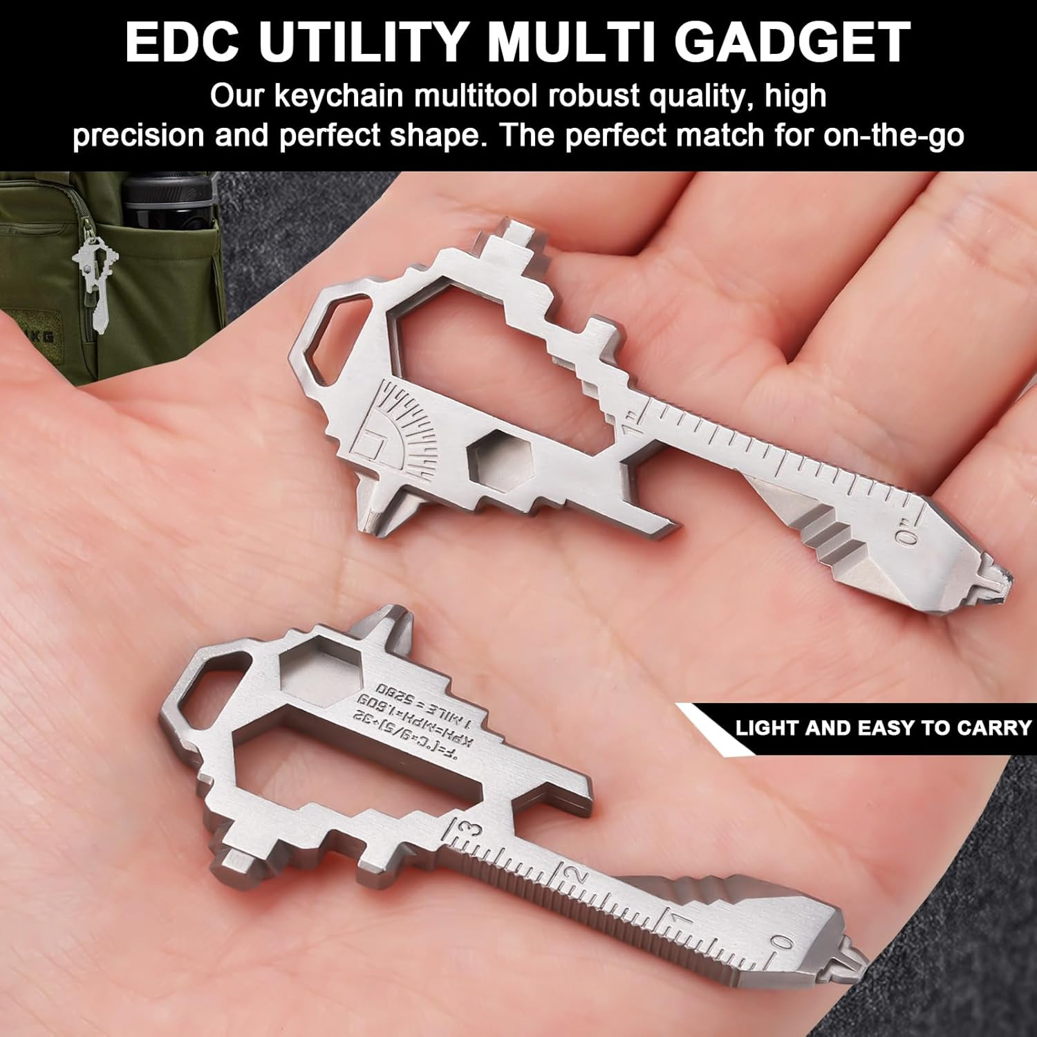 Keychain Multitool – EDC Tool with 17+ Functions Gifts| Small Bottle Opener Keyc