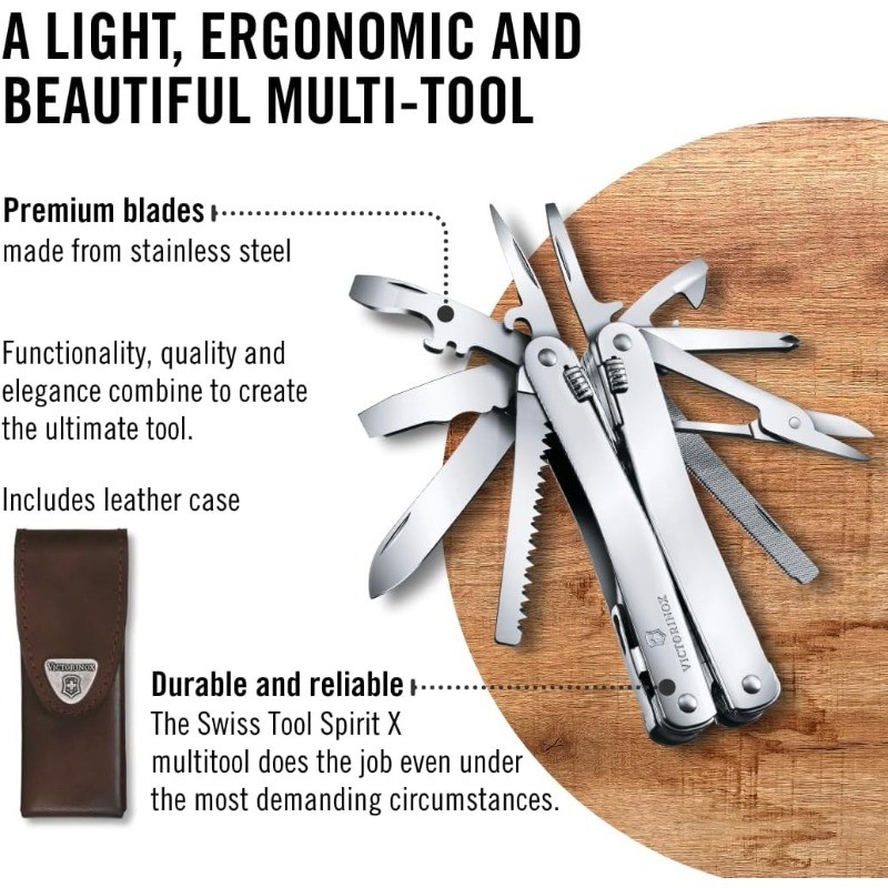 Victorinox Swiss Tool Spirit X Multi Tool, 24 Function Swiss Made – Silver