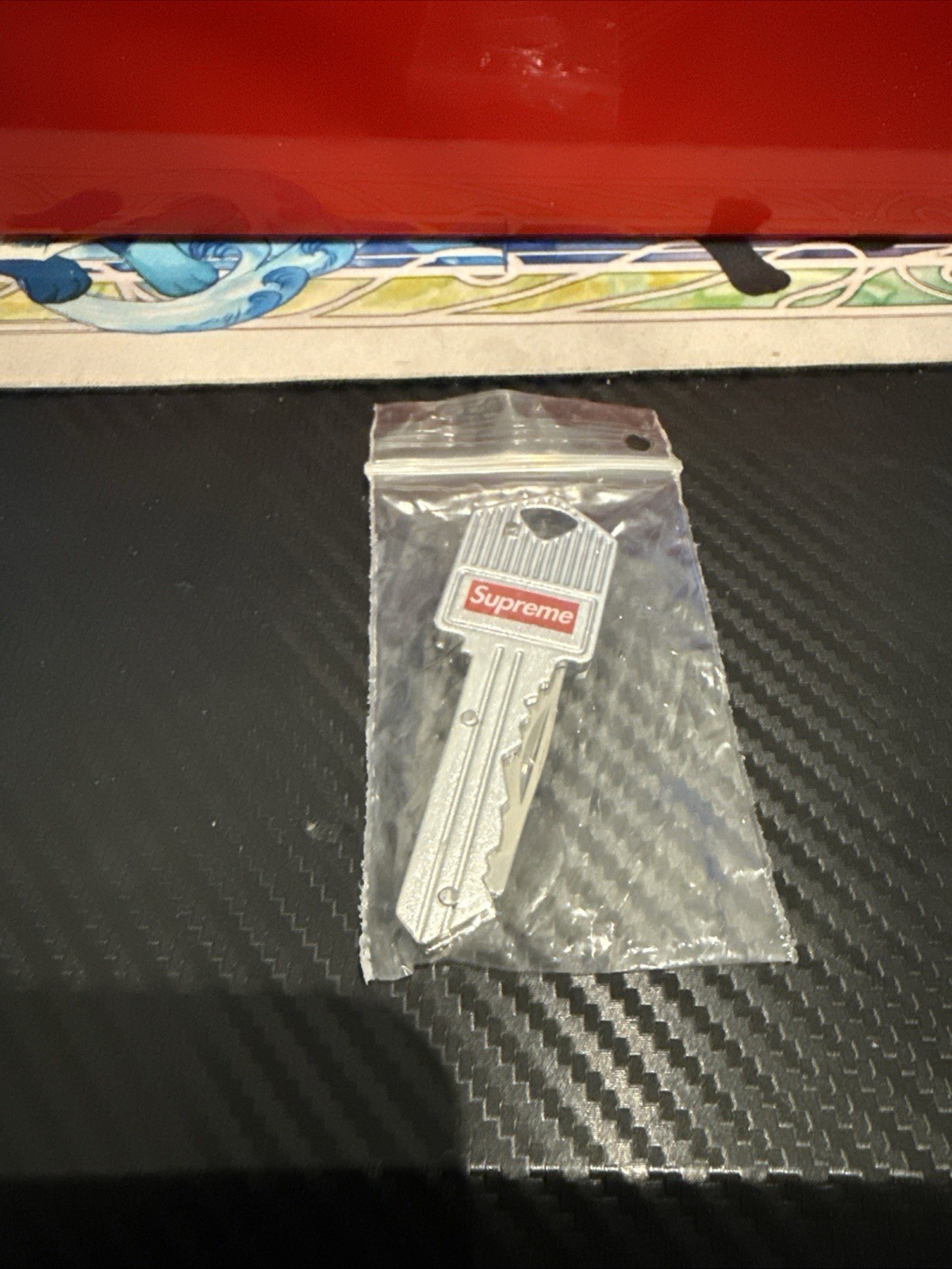 Supreme Key Tool SS17 Stainless Steel Knife Red with White Logo