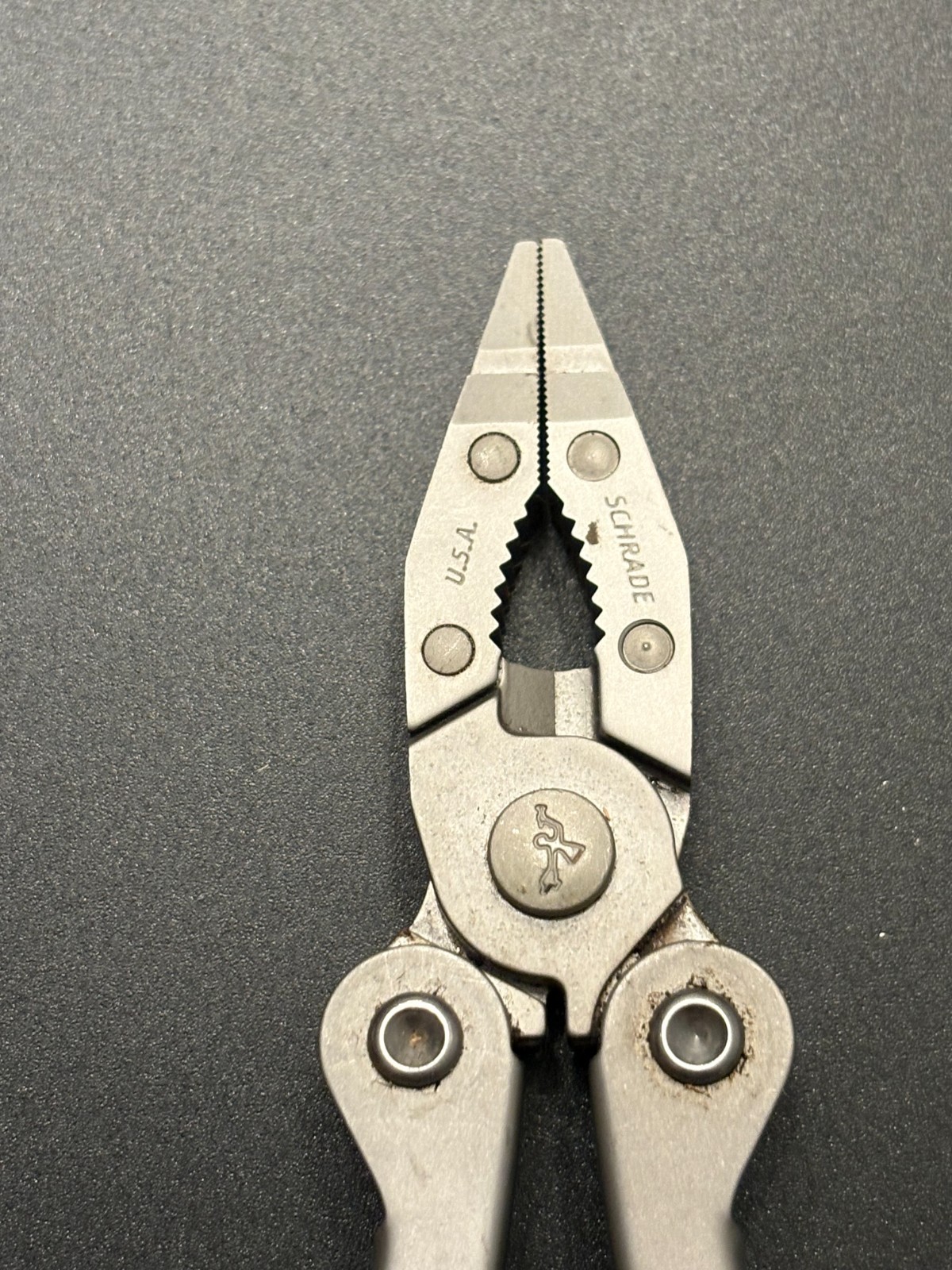 SCHRADE TOUGH Multi Tool with Original Brown Leather Case Made USA