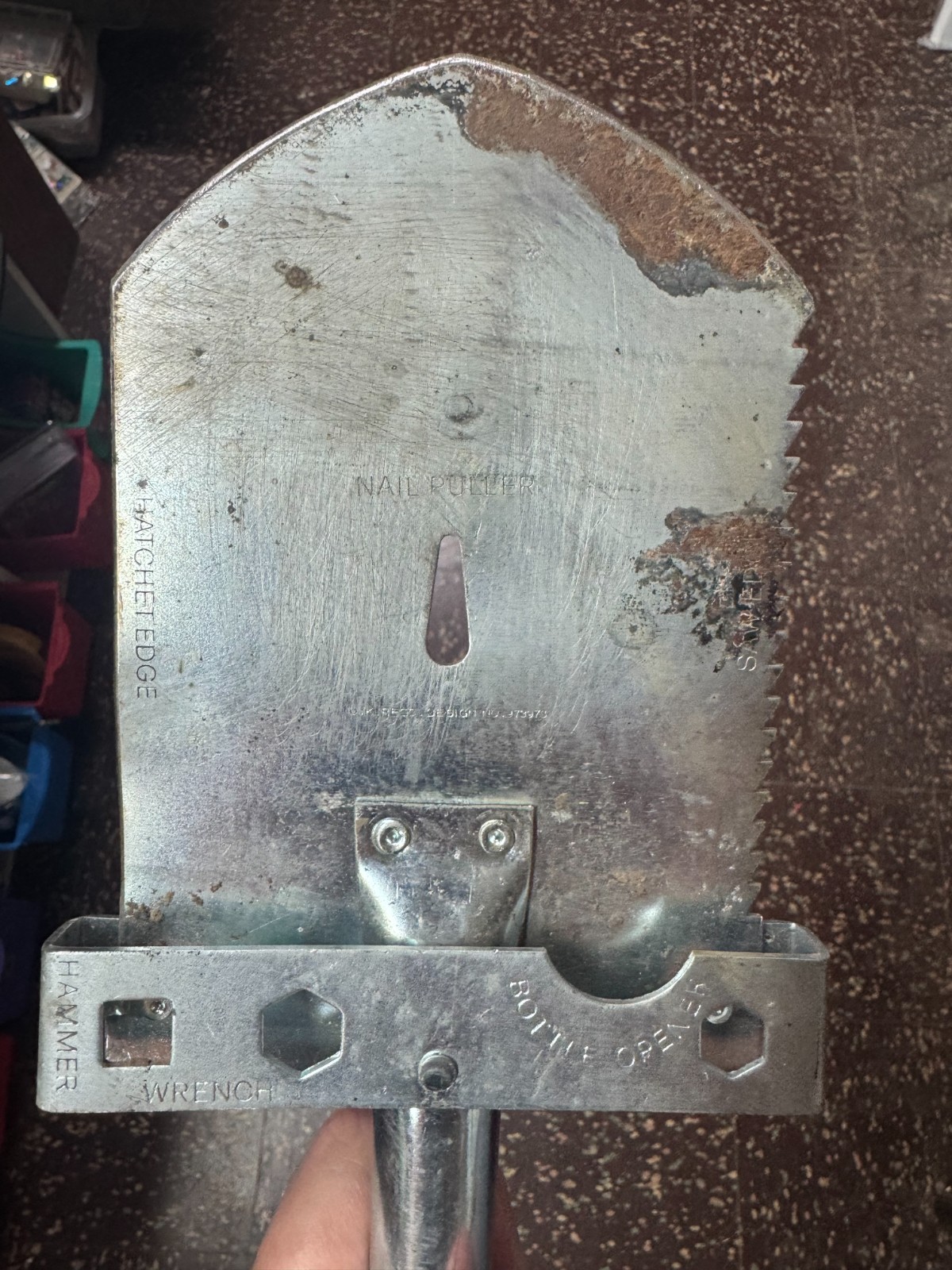 Vintage Multi-Use Camping Shovel Nail Puller Hatchet Saw Bottle Opener Hammer Wr