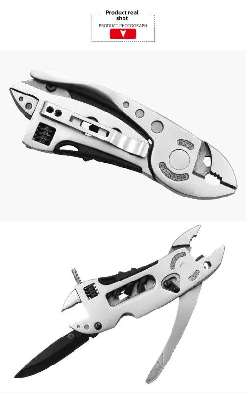 Adjustable Multi-Tool Knife EDC Gear Set Wrench, Screwdriver, Pliers Pocket Tool