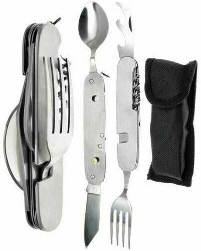 New Stainless Steel Multi Functional Camping Tool Utensils & Opener 7-in-1