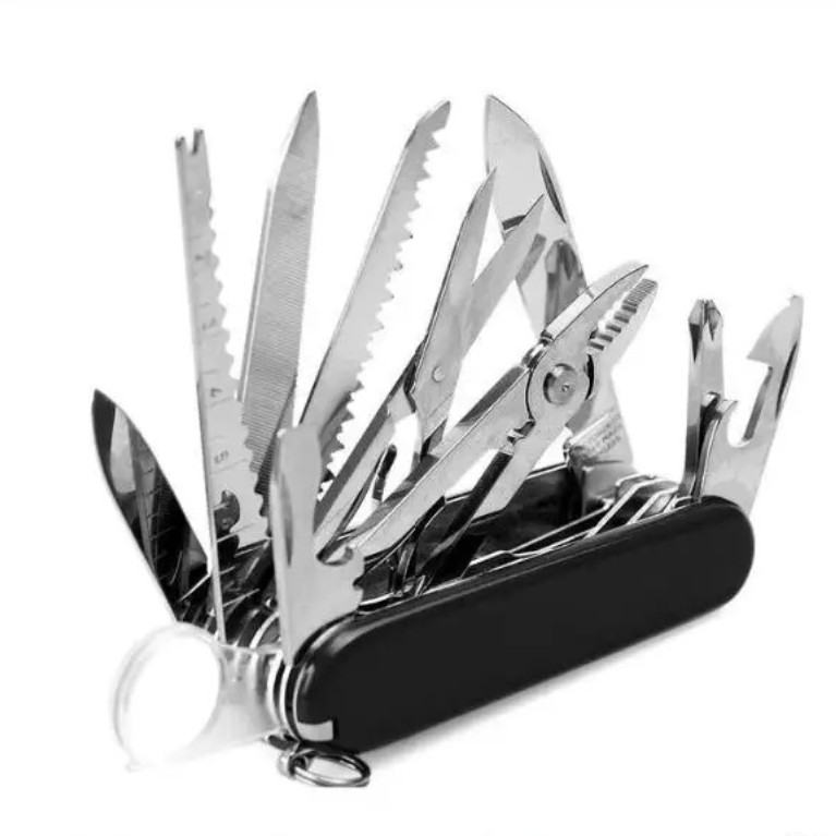1pc Black 17-In-1 Multi Tool Pocket Knife Stainless Steel Camping Tool – NEW