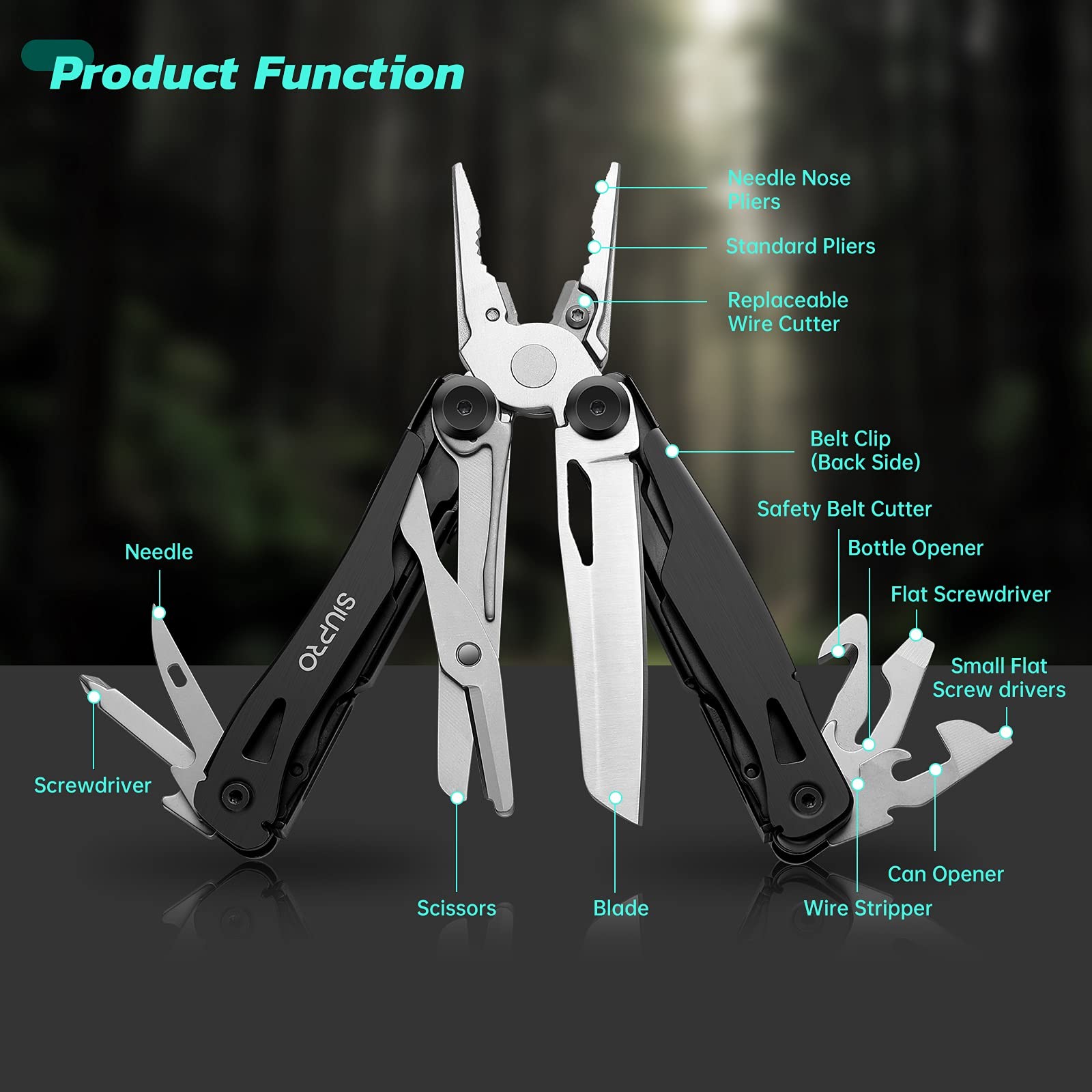 Multitool Pocket Knife for Men Women, Tactical Multi-Tool Pliers, Scissors wi…