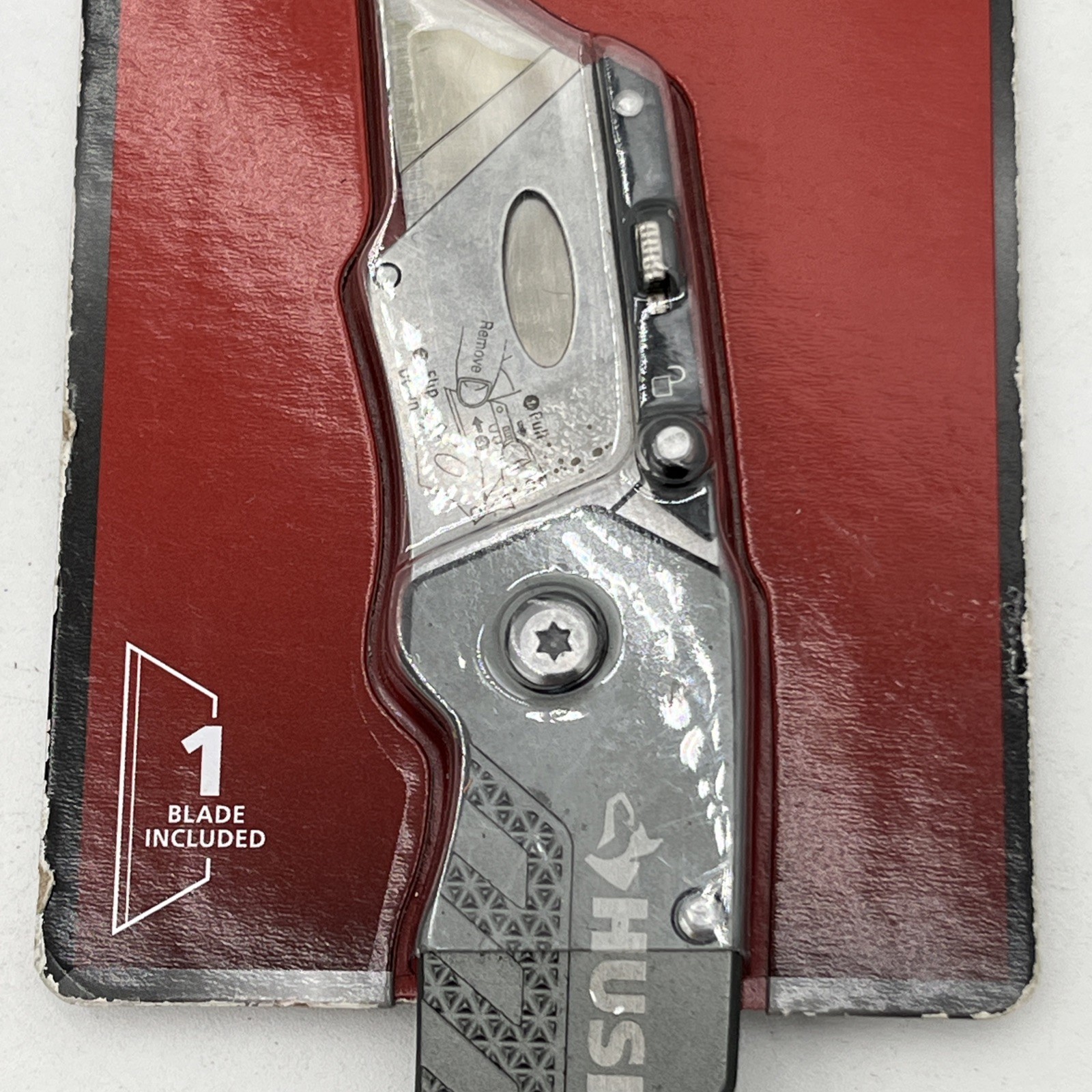NEW!! Husky Compact Folding Lock-Back Utility Knife Aluminum Handle Pocket Clip