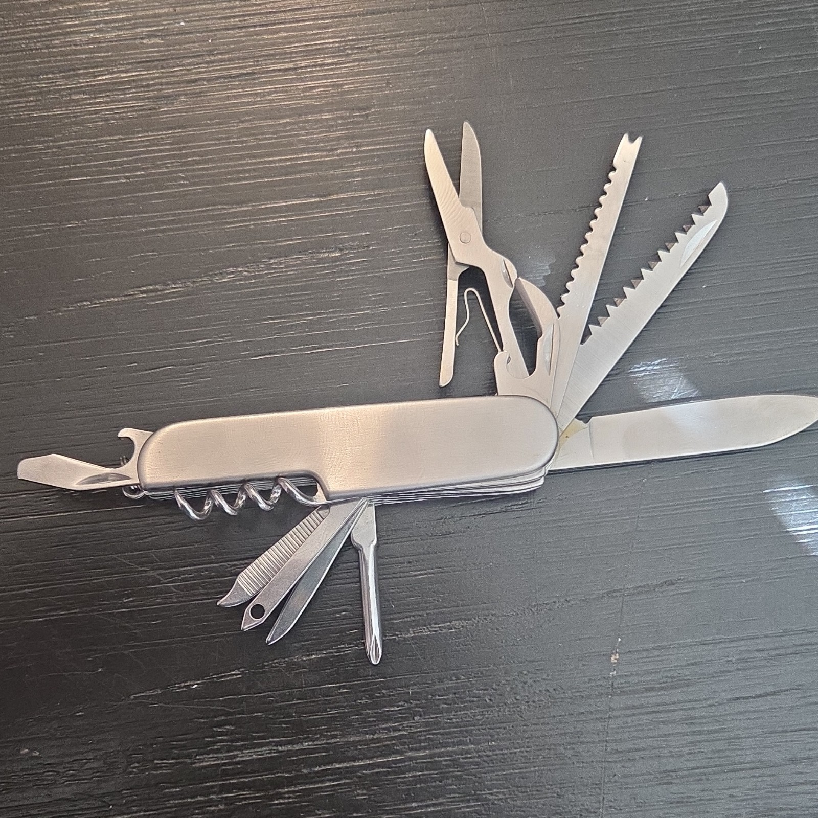Swiss Silver Stainless Steel Multi-Tool, 11 Tools, Sheath Included