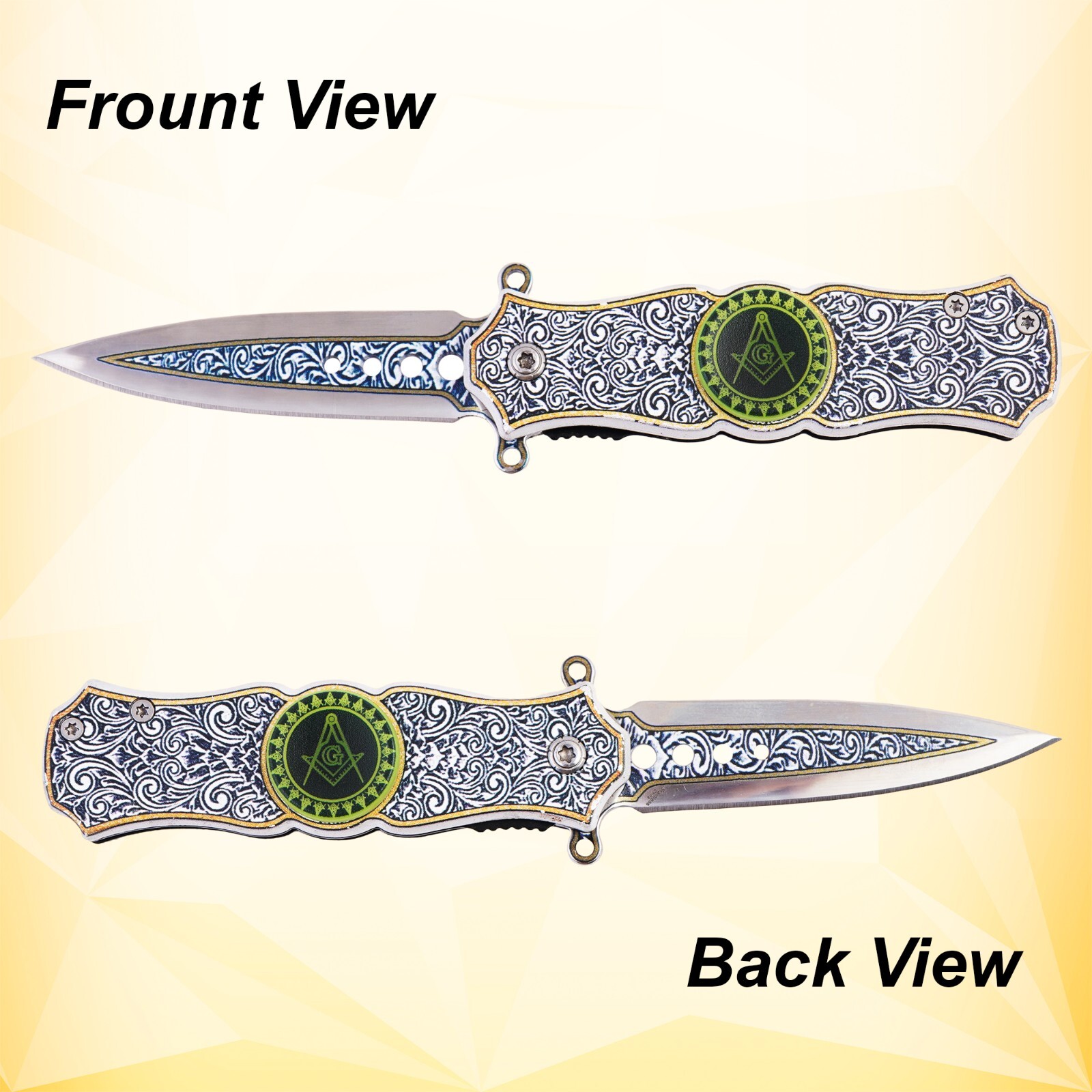 Masonic Folding Knife with Fidget Spinner, Crafted, Durable Tool