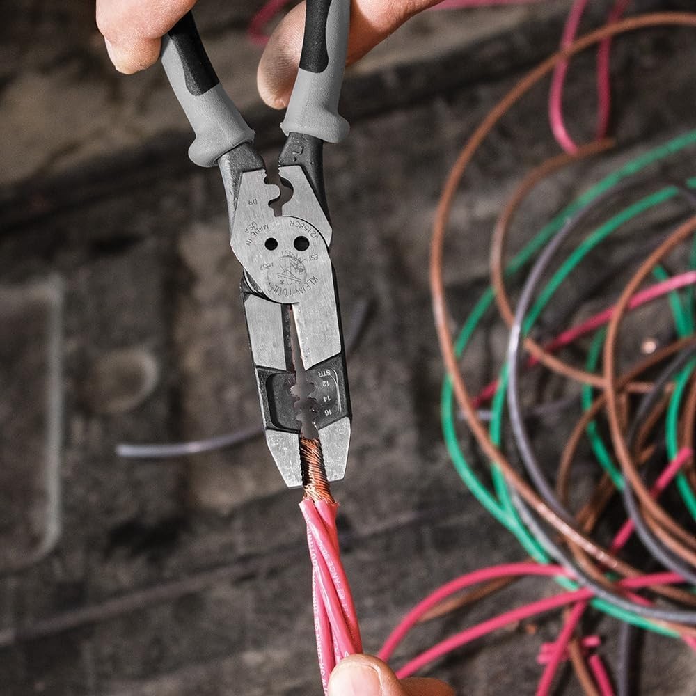 High-Leverage Klein Hybrid Pliers with Crimping & Wire Stripping – 8-Inch Tool