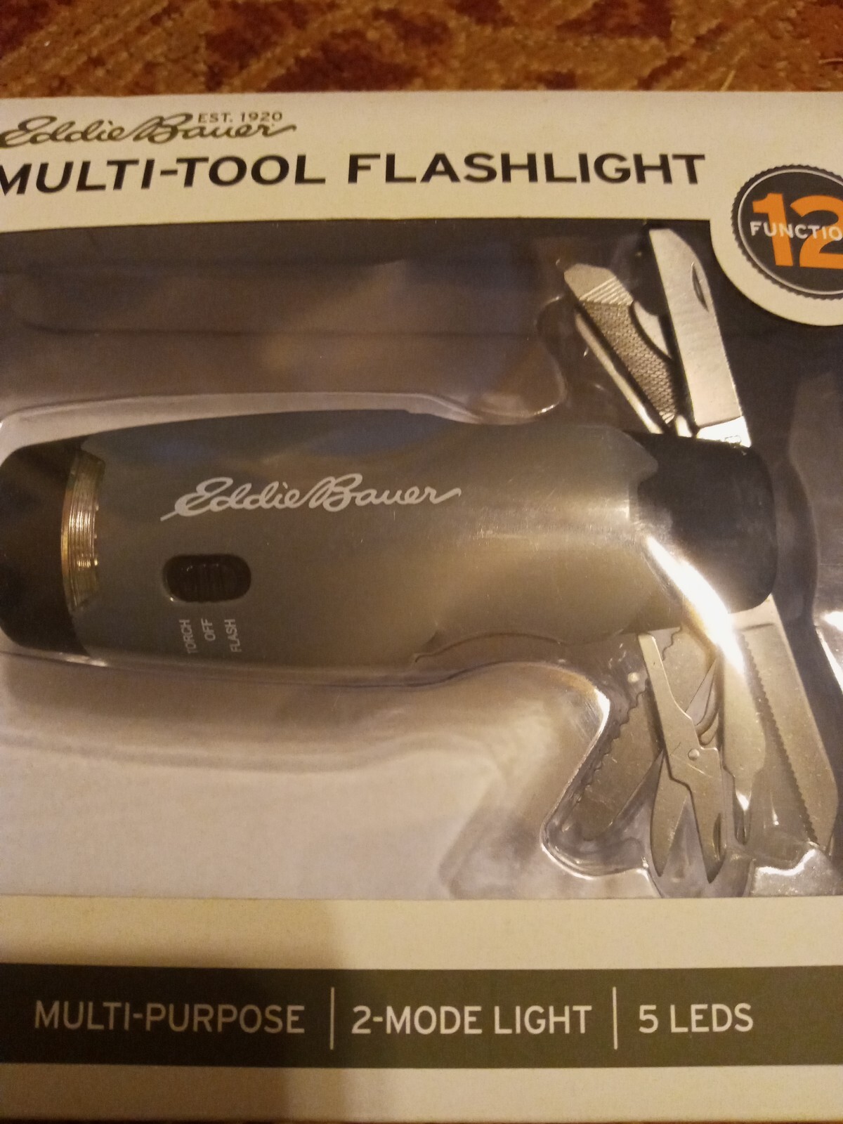 Eddie Bauer Multi-tool Flashlight Multi-purpose 2 Mode Light 12 Functions 5 LEDS