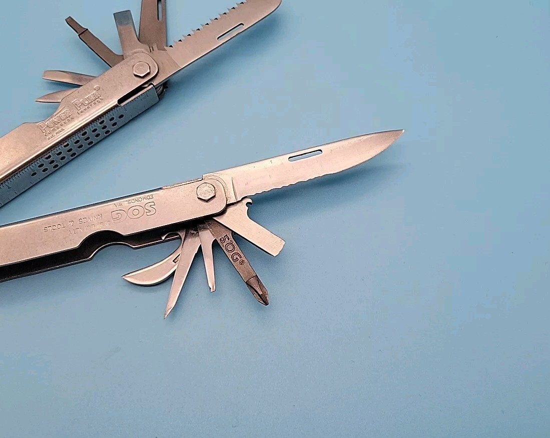 SOG Power Plier Multi-Tool – Rare Blunt Nose Pliers – Pocket Knife – Silver