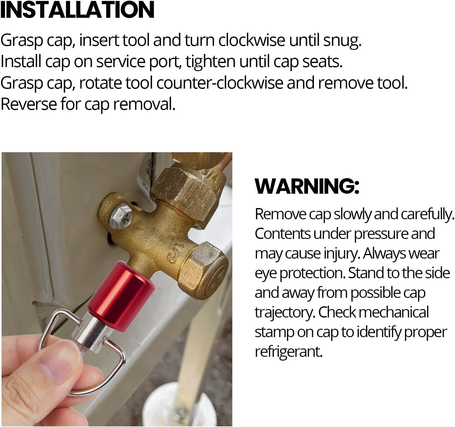 HVAC Tools, Locking Cap Key for Refrigerant Safety Caps, Universal Triple