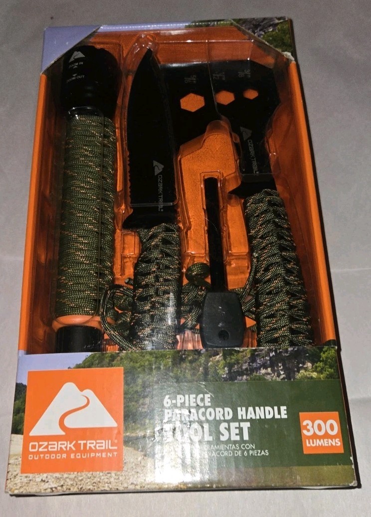 New Ozark Trail 6 Piece ParaCord Handle Tool Set 300 Lumens Unopened