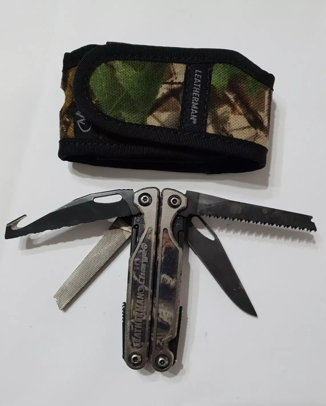 🔥 Leatherman Charge TTI BO Autumn Camo Titanium Cap Crimper CC Used Very Rare