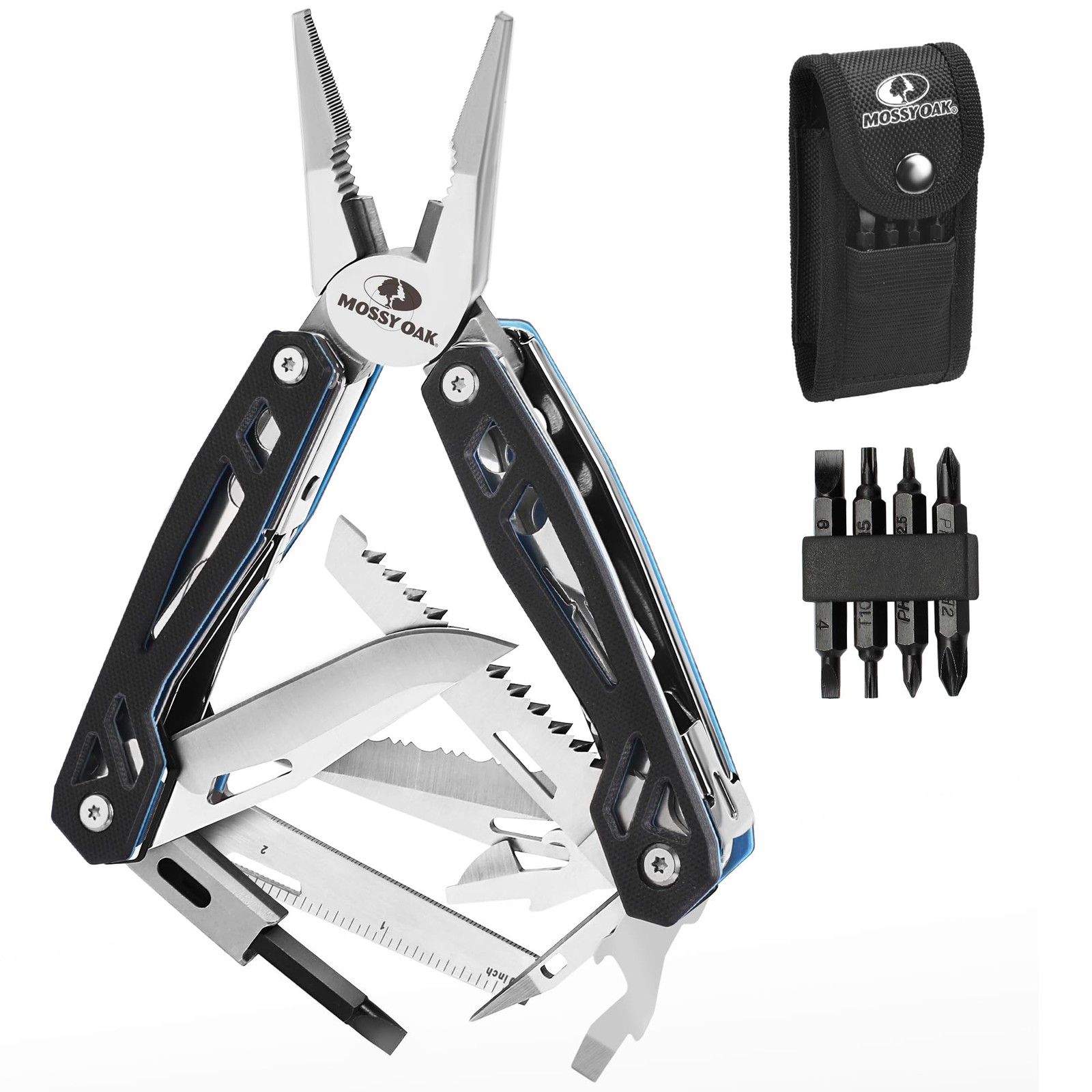21-in-1 Multitool: Stainless Steel Pocket Knife, Pliers, Screwdriver, Sheath