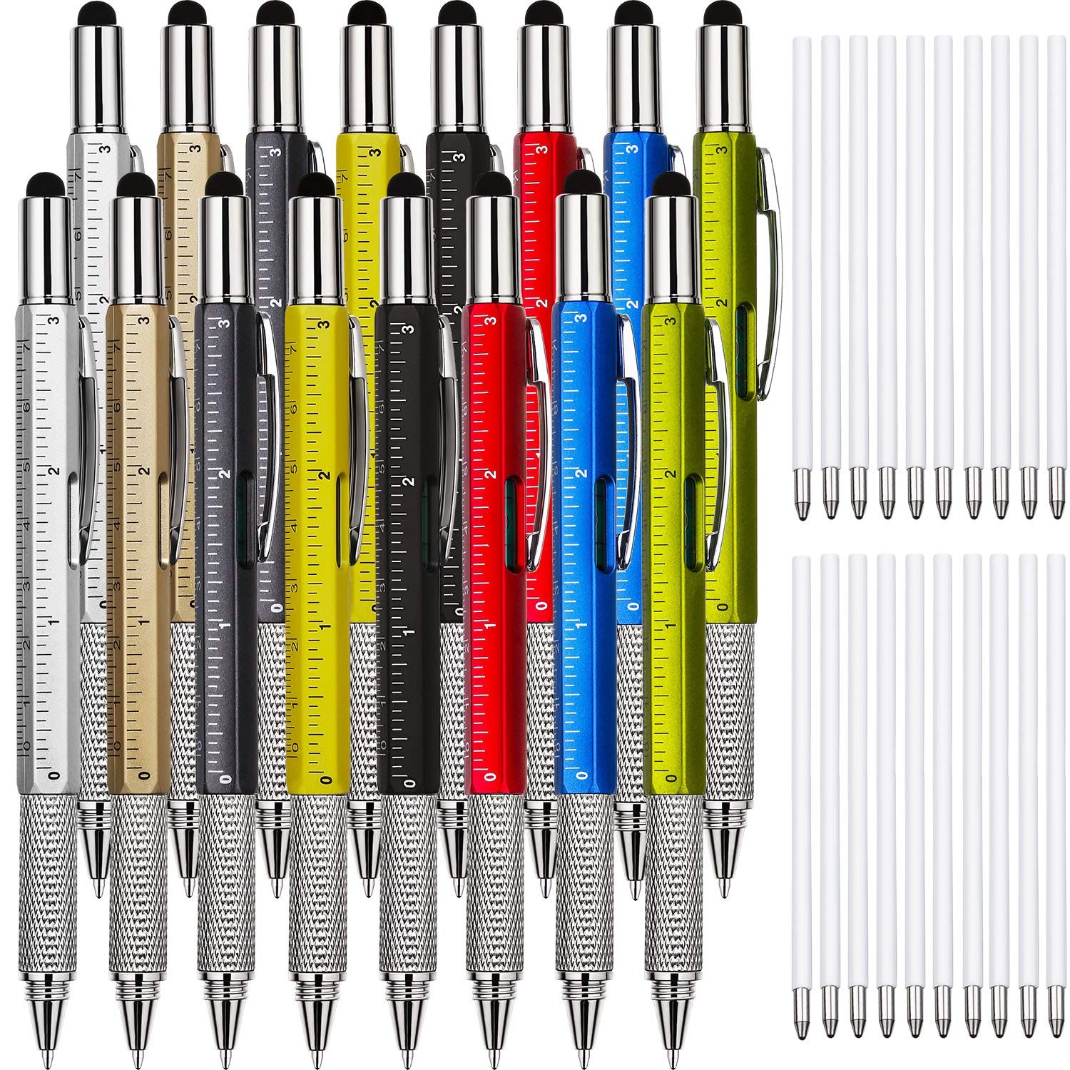Zhanmai 16 Pieces Gift Pen Tool Pen 6 in 1 Multitool Tech Tool Pen with Ruler