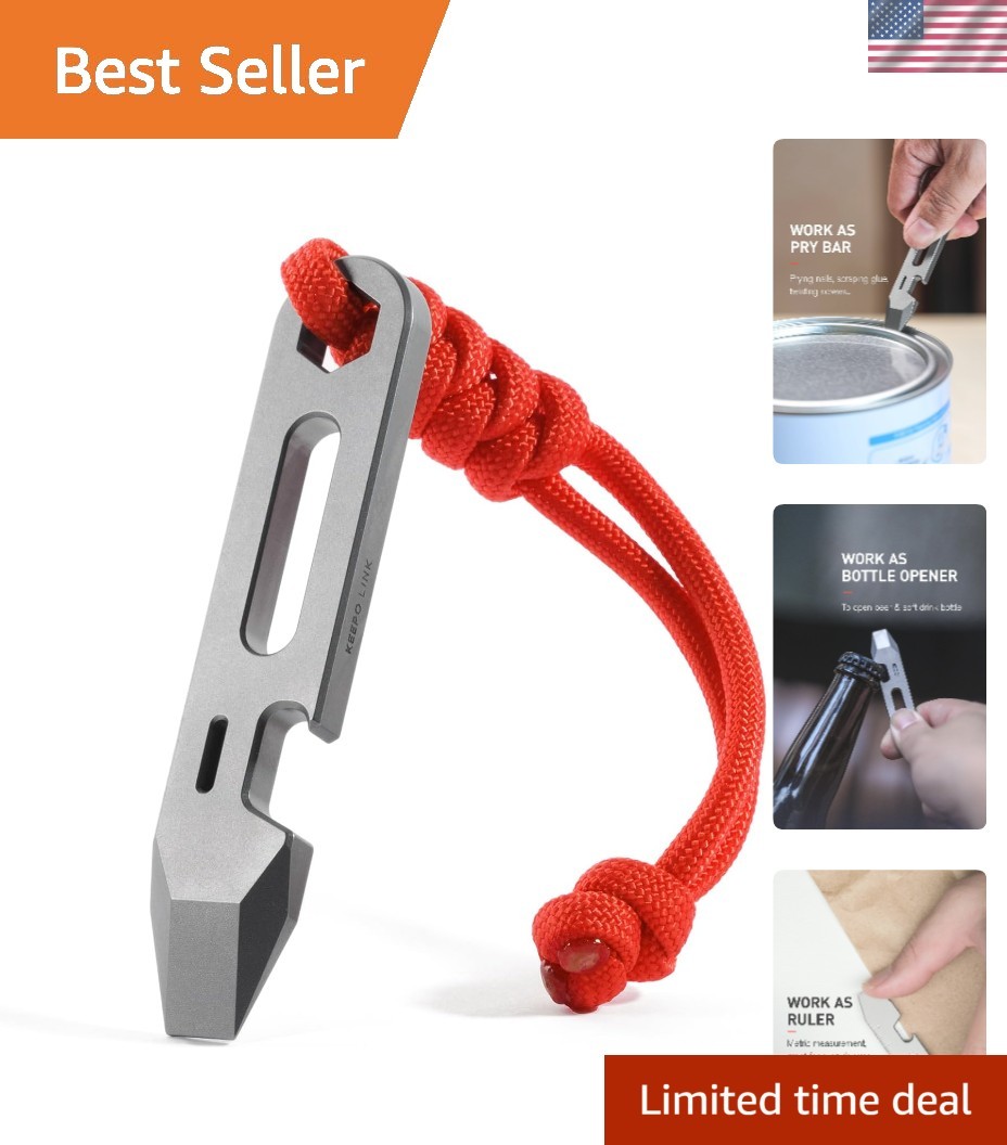 Titanium EDC Pry Bar Multitool, 4-in-1 Keychain Prybar Tool with Bottle Opene…