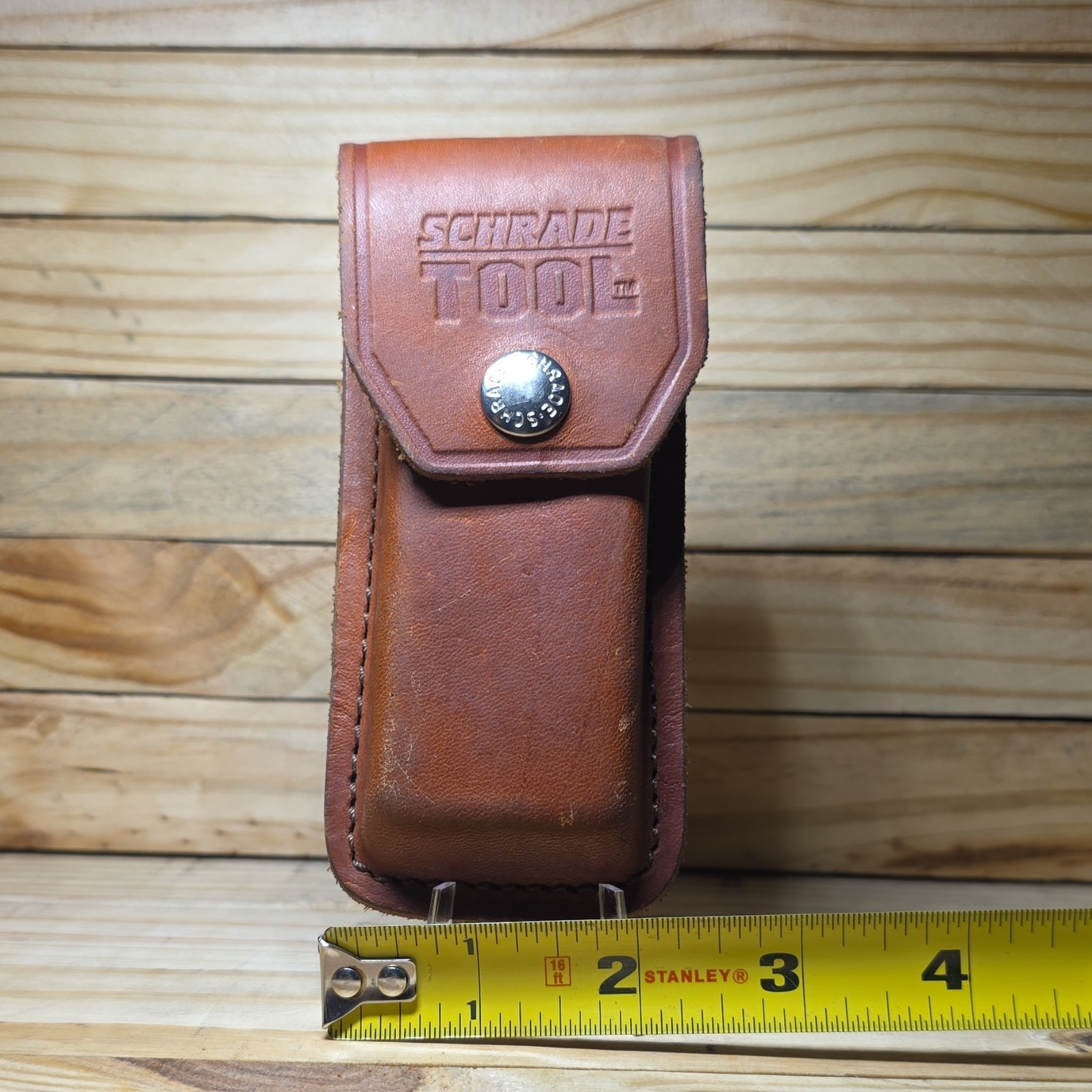Vintage Schrade Brown Leather Belt Sheath Pouch w/ Snap Closure for Tool Carry