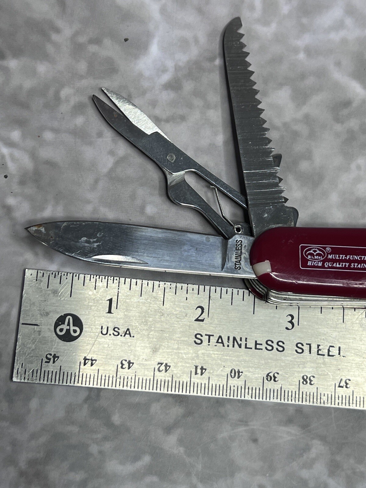 Ri Mel Vtg Multi Functional Tool Pocket Tactical Camping Folding Army Knife 1713