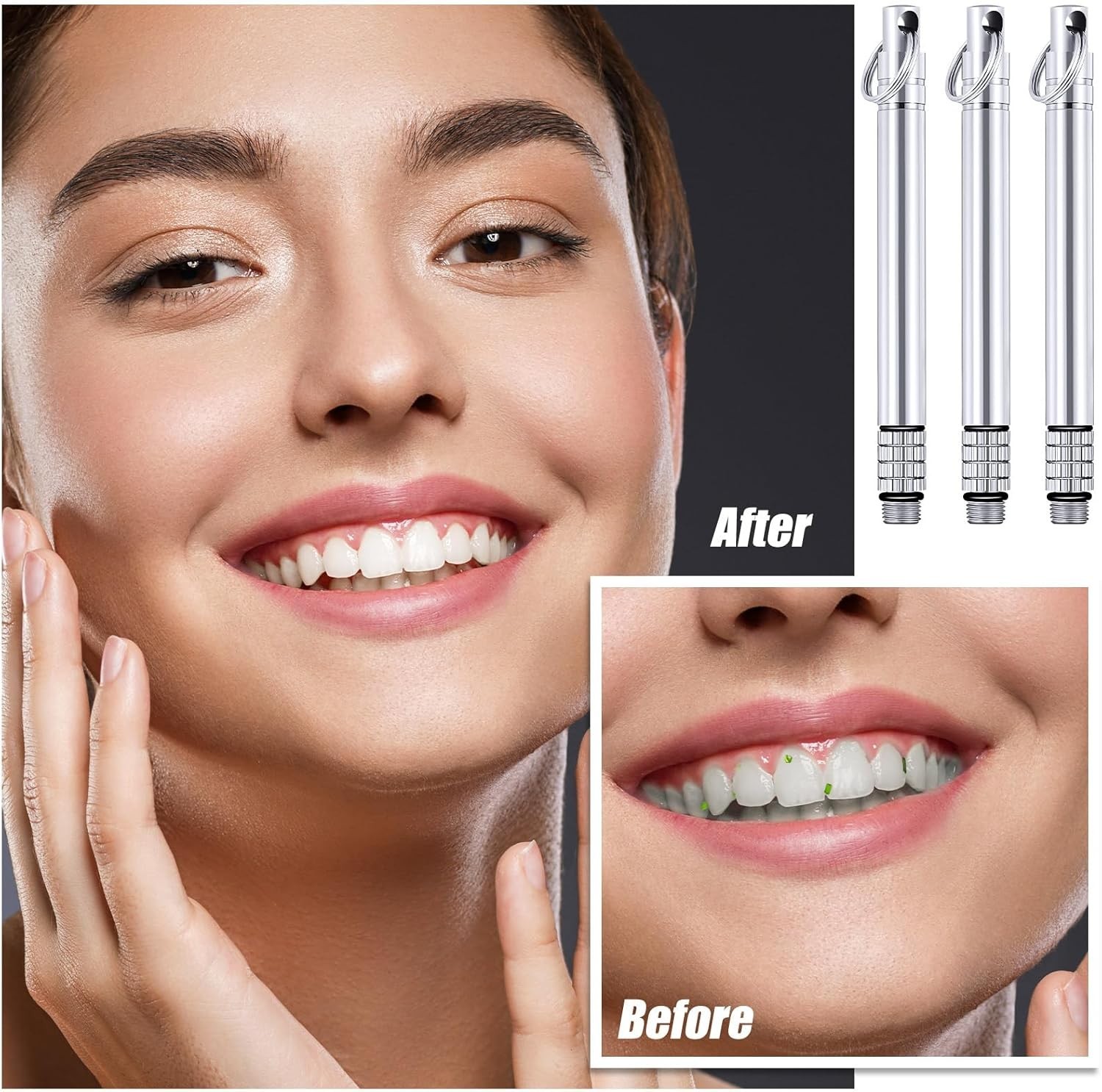 Metal Titanium Toothpicks, 8Pcs Silver Reusable Keychain Telescopic Toothpick