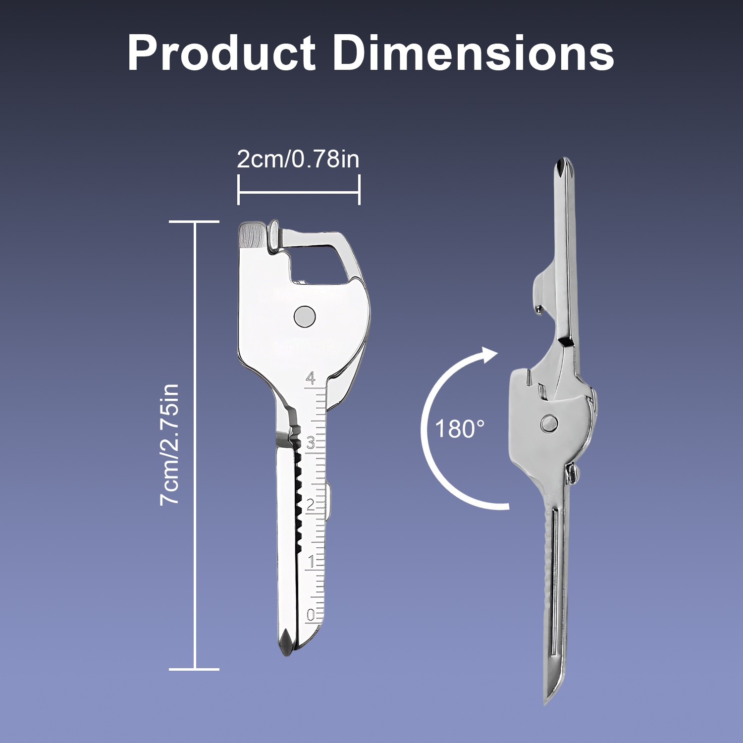 Portable 6 In 1 Multi-Functional Stainless Utili-Key Opener Keychain Ruler Tool