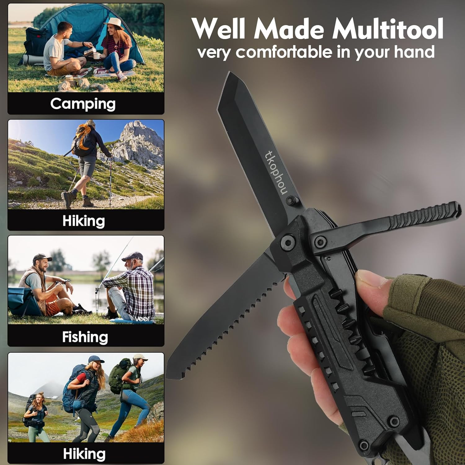 Multitool Knife, Multi Tool Pocket Knife for Men, 17-In-1 Folding Knife Camping