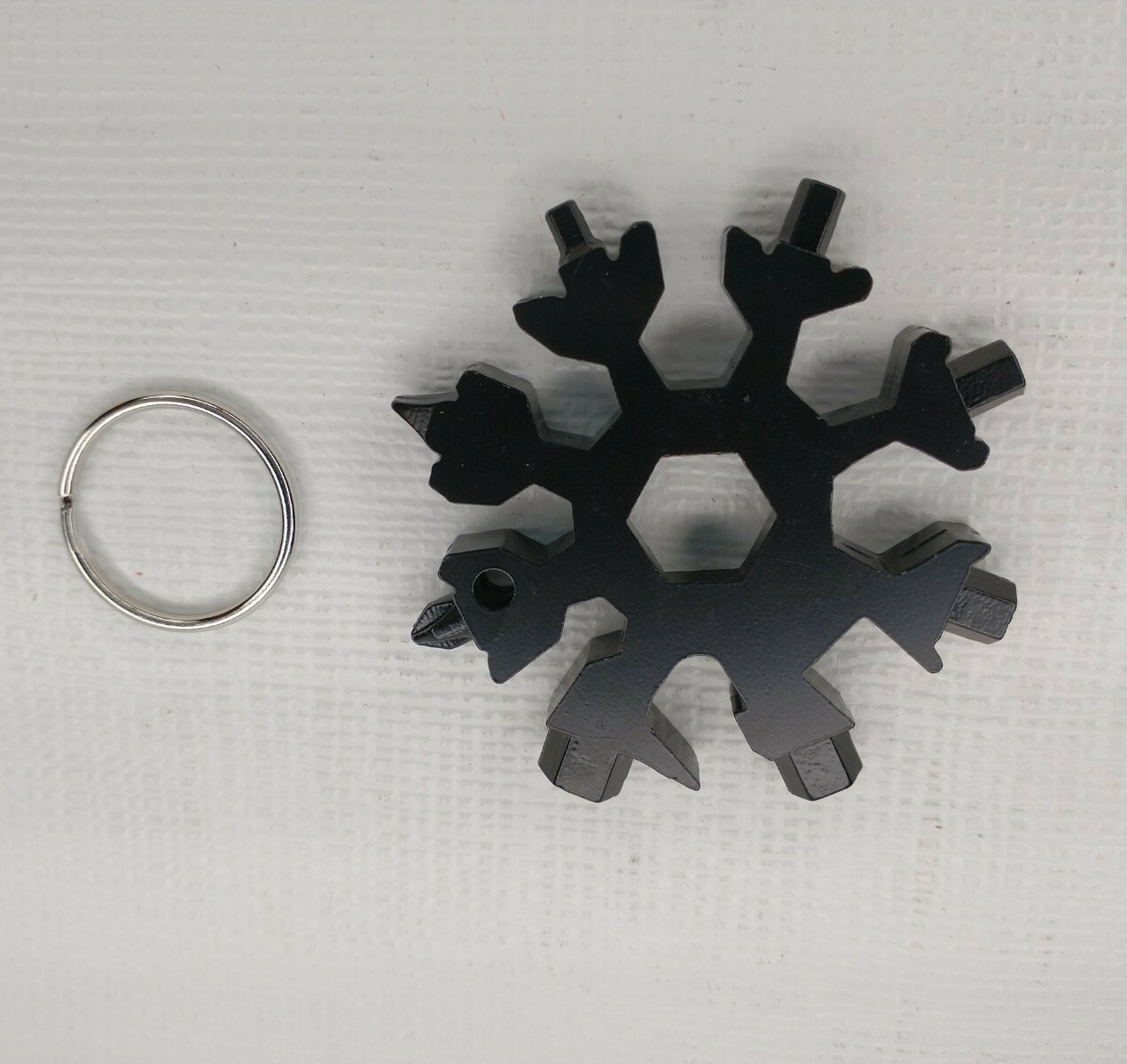 Black Snowflake Multi Tool Keychain Key Ring Gift Idea