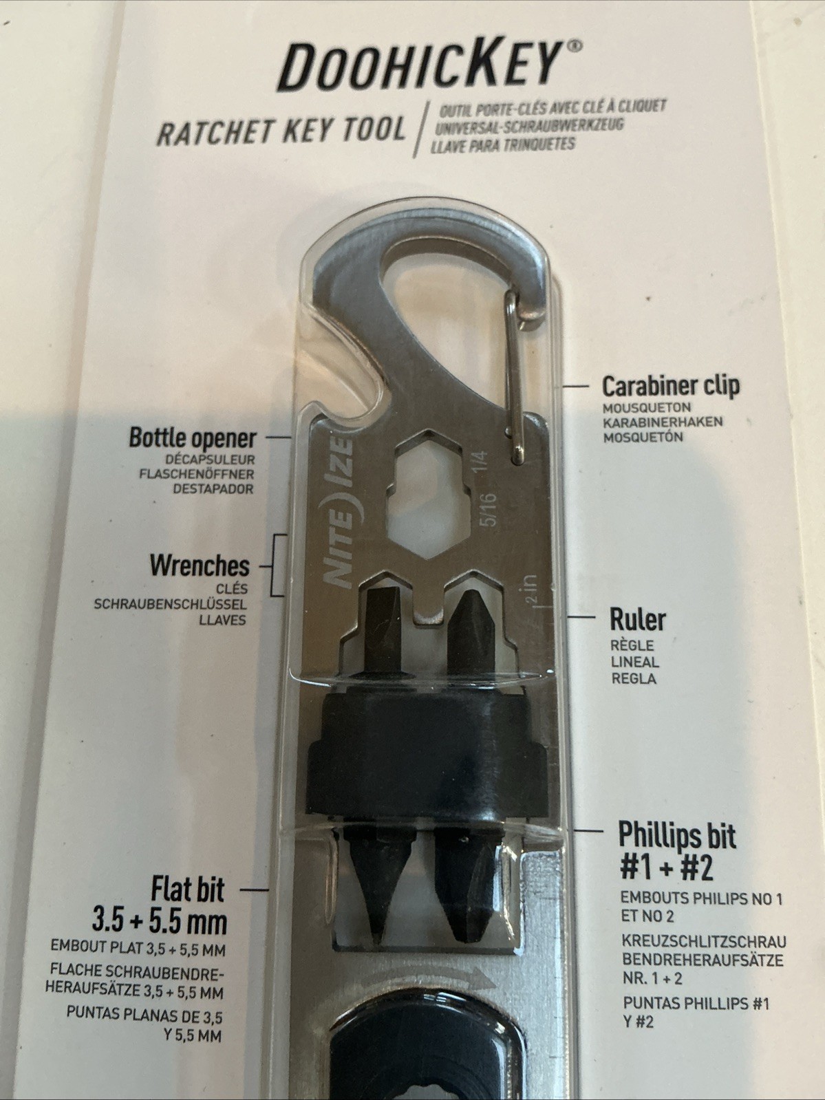 Nite Ize DoohicKey Ratchet Key Tool Multi-Tool, Stainless Steel, Carabiner, Rat…