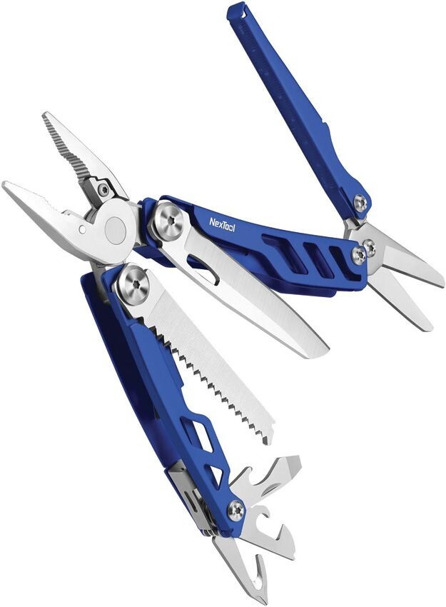 NexTool Flagship Pro Multi Tool Blue Stainless Steel Handles Belt/Cord Cutter